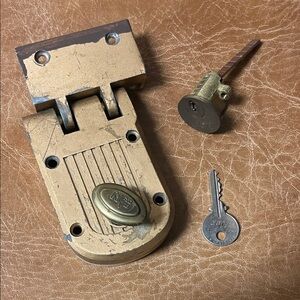 Vintage heavy Duty Gold Lock Set with Key